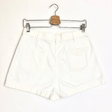 White Logo Embossed Pocket Denim Mini Shorts / FENDI - Size 36