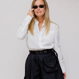 White Logo Embroidered Pocket Poplin Cotton Shirt / PRADA - Size M