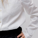 White Logo Embroidered Pocket Poplin Cotton Shirt / PRADA - Size M