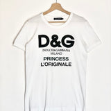 White Logo Printed  Cotton Short Sleeves Tee / DOLCE & GABBANA - Size 36
