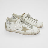 White Low Top Sneakers with Silver Stars / GOLDEN GOOSE - Size 38