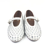 White Mary-Jane Crystal-embellished  Leather Ballet Flats / ALAIA - Size 39