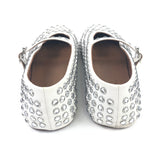 White Mary-Jane Crystal-embellished  Leather Ballet Flats / ALAIA - Size 39