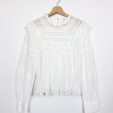 White Mock-Neck Long-Sleeve Cotton Blouse - model VIVIANA / ISABEL MARANT ETOILE - Size 36