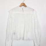 White Mock-Neck Long-Sleeve Cotton Blouse - model VIVIANA / ISABEL MARANT ETOILE - Size 36