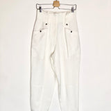 White MOHON Linen Blend Belted Paperbag Pants / IRO - Size 34