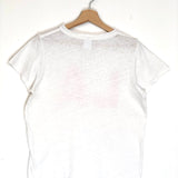 White "MON AMOUR" Graphic Print Crew Neck Linen Tee / CLARE V. & MOTHER - Size S