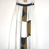 White Patchwork Printed Cotton Gauze Midi Skirt / ANAAK - Size 1