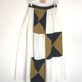 White Patchwork Printed Cotton Gauze Midi Skirt / ANAAK - Size 1