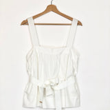 White Poplin Adjustable Straps Belted Top / KHOON HOOI - One Size