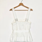 White Poplin Adjustable Straps Belted Top / KHOON HOOI - One Size