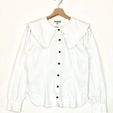 White Poplin Frill Collar Shirt / GANNI - Size 38
