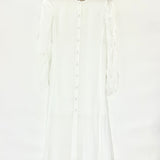 White RAMIE Front Button Down Ruched Sleeves Midi Shirt Dress / CHLOE - Size 34