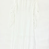 White RAMIE Front Button Down Ruched Sleeves Midi Shirt Dress / CHLOE - Size 34