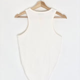 White Ribbed Knotted Cotton Tank Top / MAGDA BUTRYN - Size 38
