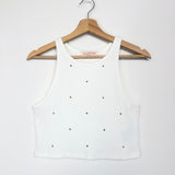 White Rockstud Cotton Jersey Crop Top / VALENTINO - Size M