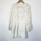 White Ruffled Embroidered Mini Dress - model JOLIE / ULLA JOHNSON - Size 10