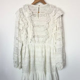 White Ruffled Embroidered Mini Dress - model JOLIE / ULLA JOHNSON - Size 10