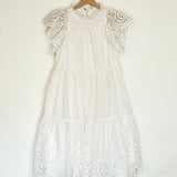 White Ruffled English Embroidered Sleeveless Mini Dress / ULLA JOHNSON - Size 0