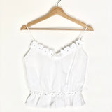 White Seersucker Camellia Flower Camisole Top / CHANEL - Size 38