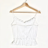 White Seersucker Camellia Flower Camisole Top / CHANEL - Size 38