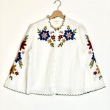 White SHARLEEN Organic Linen and Cotton-blend Embroidered Blouse / SEZANE - Size 38