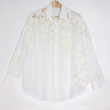 White Silk Voile Floral Embroidered Shirt / ERMANNO SCERVINO - Size IT 42