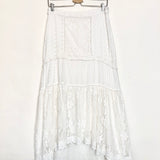 White SISTO Paneled Broderie Anglaise and Crocheted Cotton Maxi Skirt / LOVE SHACK FANCY - Size US 6