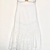 White SISTO Paneled Broderie Anglaise and Crocheted Cotton Maxi Skirt / LOVE SHACK FANCY - Size US 6