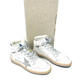 White SKY-STAR High-Top Sneakers with Silver Glitter Star / GOLDEN GOOSE - Size 38