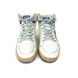 White SKY-STAR High-Top Sneakers with Silver Glitter Star / GOLDEN GOOSE - Size 38