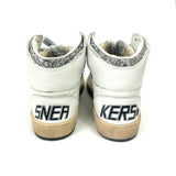 White SKY-STAR High-Top Sneakers with Silver Glitter Star / GOLDEN GOOSE - Size 38