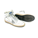White SKY-STAR High-Top Sneakers with Silver Glitter Star / GOLDEN GOOSE - Size 38