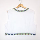 White Sleeveless Embellished Crop Gilet - One Size