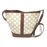 White Small Bucket TRIOMPHE Canvas and Calfskin Tan Bag / CELINE