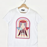 White Star and Lips Embroidered Silkscreen Cotton T-shirt / MAJE - Size 2