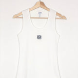 White Stretch Ribbed Cotton Tank Top / LOEWE - Size S