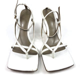 White STRETCH Square Sole Leather Sandals / BOTTEGA VENETA - SIze 39