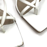 White STRETCH Square Sole Leather Sandals / BOTTEGA VENETA - SIze 39