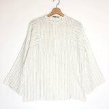White Striped Linen-blend Long Sleeves Blouse / THREE GRACES LONDON - Size UK 10