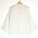 White Striped Linen-blend Long Sleeves Blouse / THREE GRACES LONDON - Size UK 10