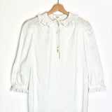 White Striped Ruffled Silk Long Sleeves Shirt / CELINE - Size 36