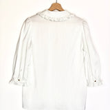 White Striped Ruffled Silk Long Sleeves Shirt / CELINE - Size 36