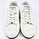 White Suede Perforated Calfskin CC Logo Sneakers - 22A Collection / CHANEL - Size 38