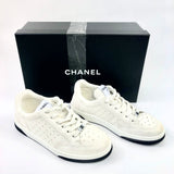White Suede Perforated Calfskin CC Logo Sneakers - 22A Collection / CHANEL - Size 38