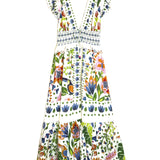 White Summer Garden Maxi Dress / FARM RIO - Size S