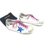 White SUPERSTAR Glitter-Detail Leather Sneakers / GOLDEN GOOSE - Size 37