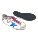 White SUPERSTAR Glitter-Detail Leather Sneakers / GOLDEN GOOSE - Size 37