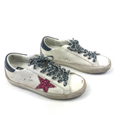 White  SUPERSTAR Leather with Pink Glitters Star Low Top Sneakers / GOLDEN GOOSE - Size 37