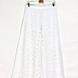 White Tilly Patchwork English Embroidered Wide Leg Pants / MIGUELINA - Size L